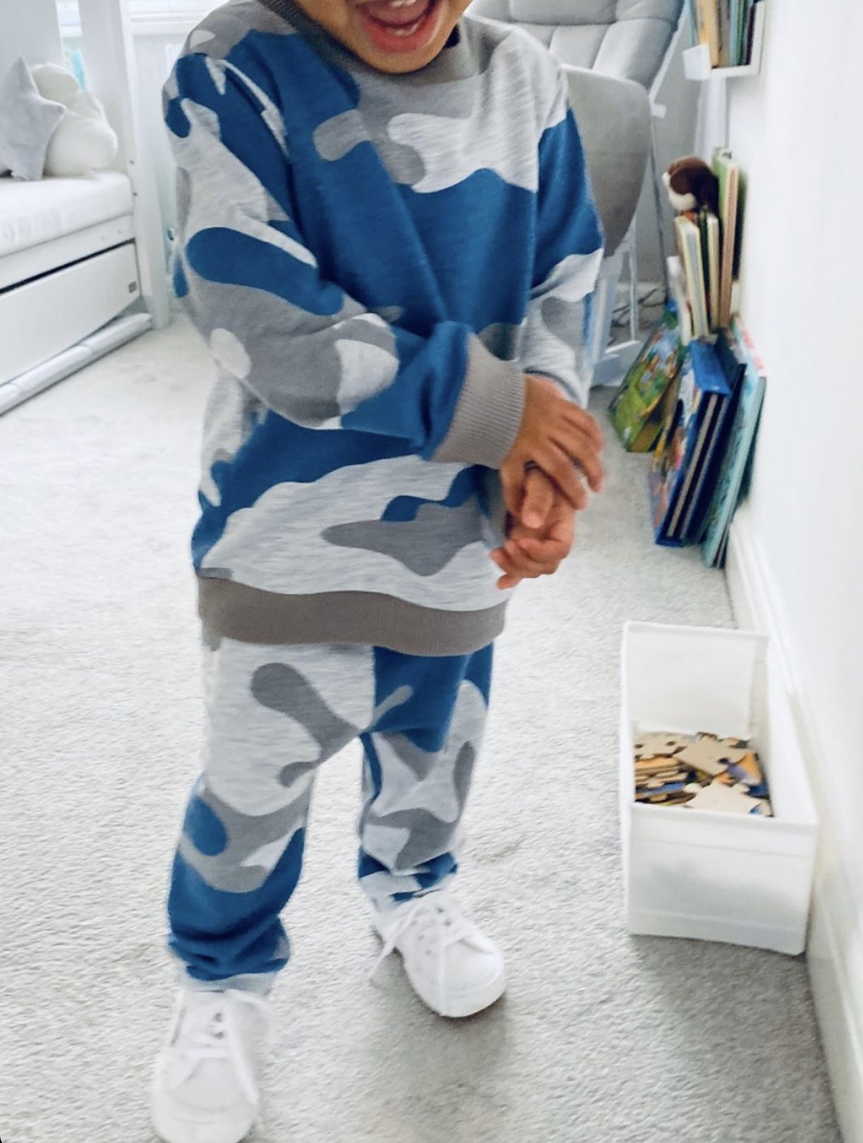 Artie - Camouflage French Terry Joggers in Blue & Grey 3-6M and 9-12M - Stylemykid.com