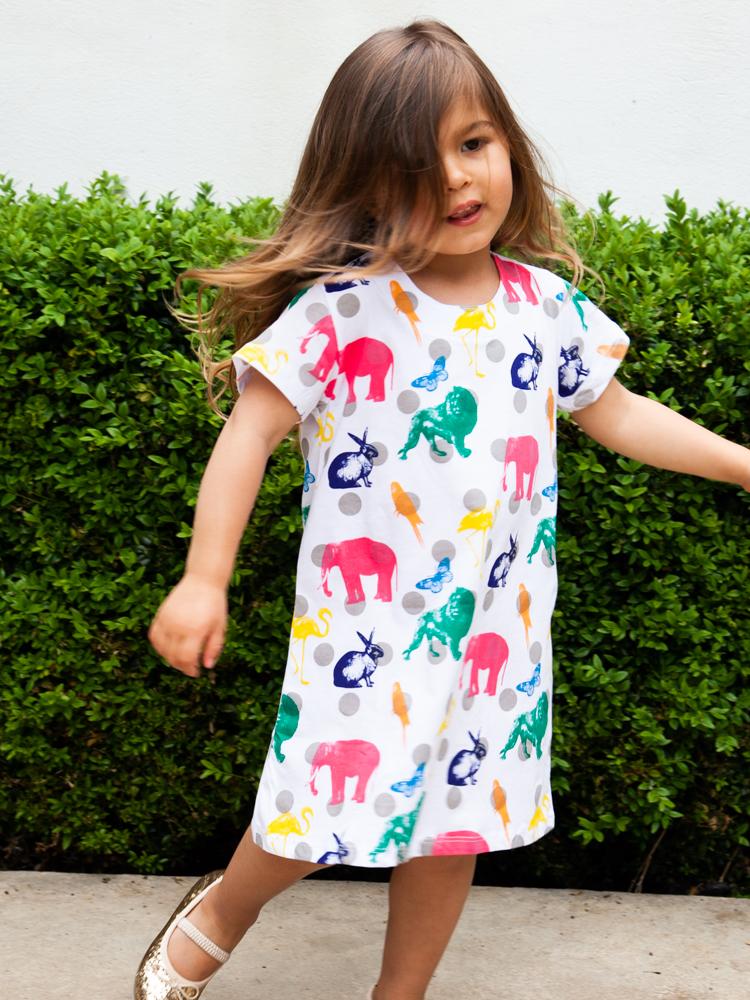 Counting Animals - Multicoloured Short Sleeved White Dress - Stylemykid.com