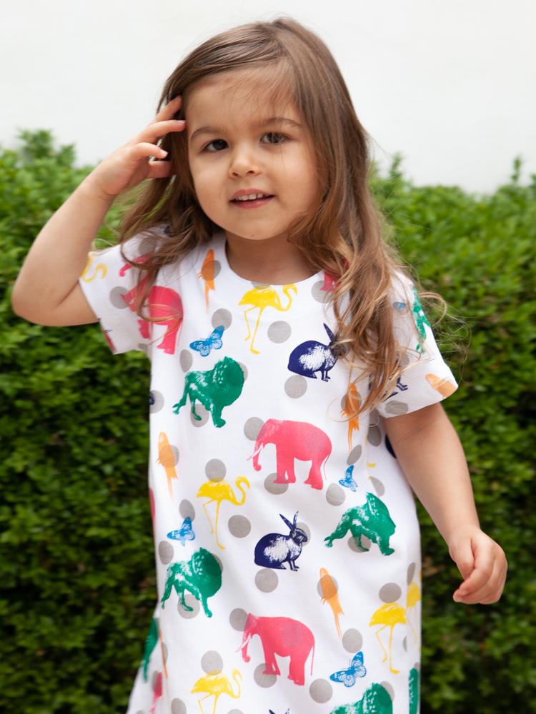 Counting Animals - Multicoloured Short Sleeved White Dress - Stylemykid.com