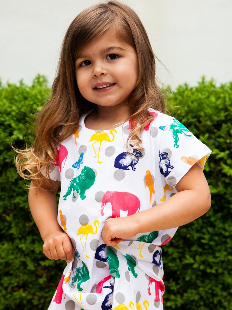 Counting Animals - Multicoloured Short Sleeved White Dress - Stylemykid.com