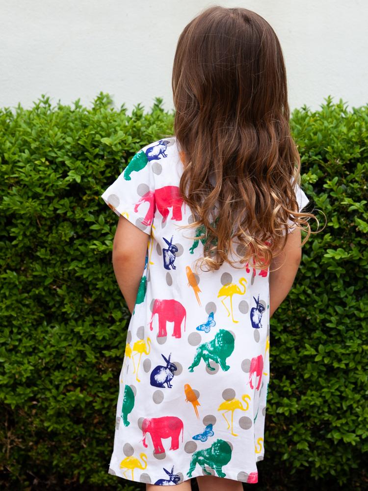 Counting Animals - Multicoloured Short Sleeved White Dress - Stylemykid.com