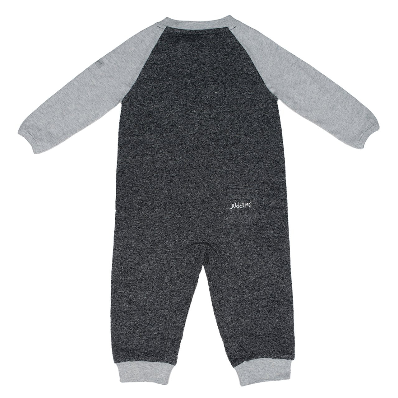 Juddlies - Organic Baby Playsuit Sleepsuit with Double Zip - Raglan Collection - Graphite Black/Grey - Stylemykid.com