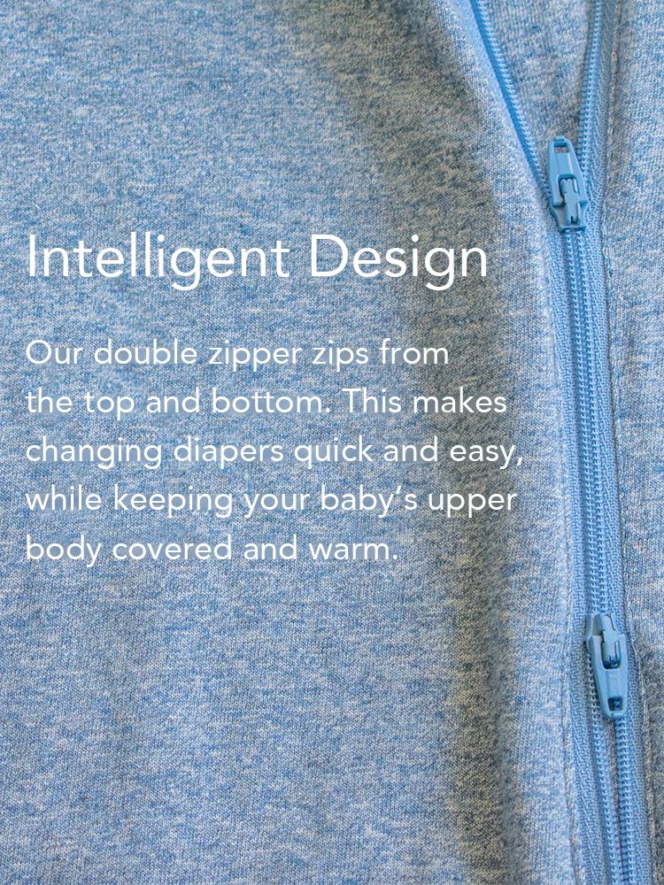 Juddlies - Organic Baby Playsuit Sleepsuit with Double Zip - Raglan Collection - Denim Blue - Stylemykid.com