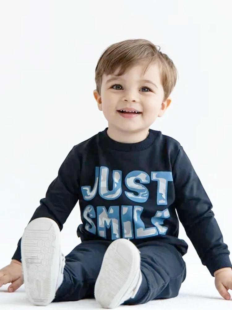 Artie - Just Smile Camo Navy French Terry Sweatshirt - Stylemykid.com