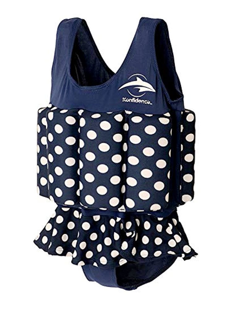 Konfidence Kids - Girls Floatsuit Buoyancy Swimsuit Navy Polka Dot - 1 to 3 Years - Stylemykid.com