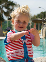 Konfidence Kids - Girls Buoyancy Swim Vest Jacket - Red Stripe Martha - 18 months to 3 years - Stylemykid.com