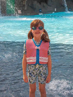 Konfidence Kids - Girls Buoyancy Swim Vest Jacket - Red Stripe Martha - 18 months to 3 years - Stylemykid.com
