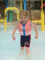 Konfidence Kids - Girls Buoyancy Swim Vest Jacket - Red Stripe Martha - 18 months to 3 years - Stylemykid.com