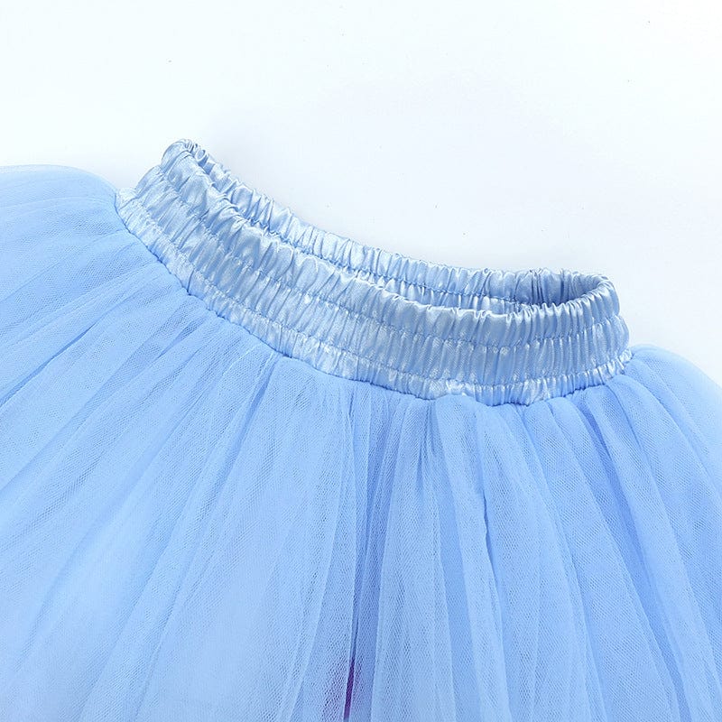 Girls Tulle Pom Pom Tutu Skirt Blue