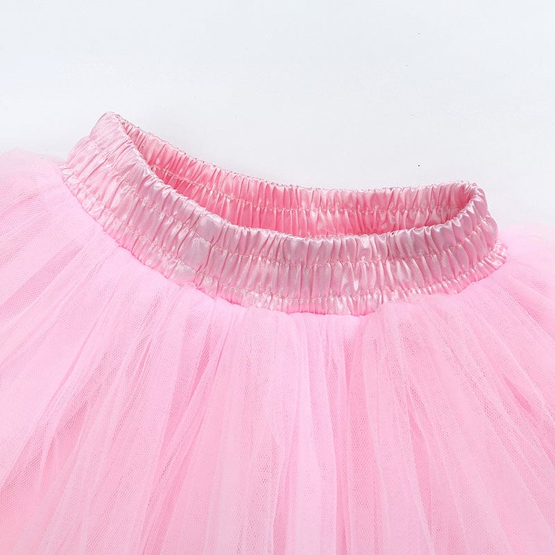 Girls Tulle Pom Pom Tutu Skirt Pink