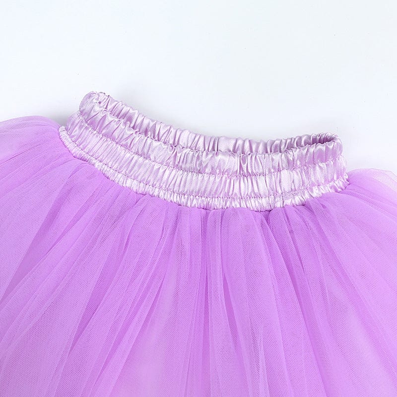 Girls Tulle Pom Pom Tutu Skirt Purple