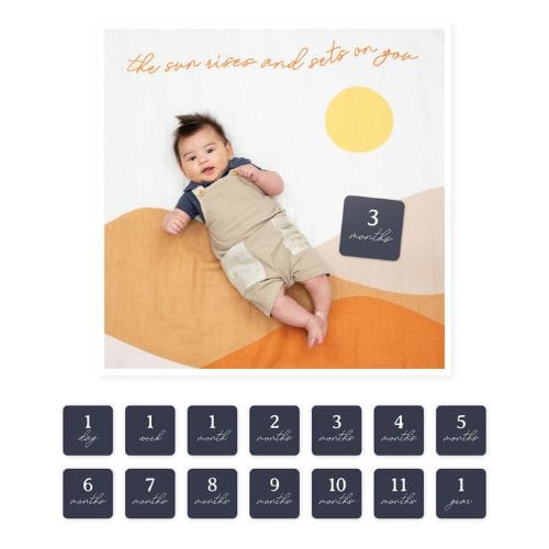 Lulujo - Single Cotton Swaddle & Cards - Sun Rises - Stylemykid.com