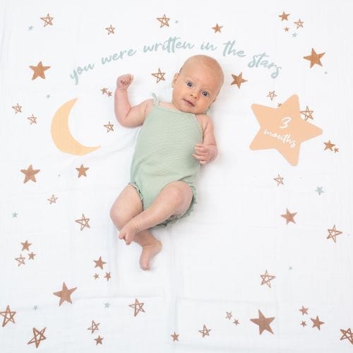 Lulujo - Single Cotton Swaddle & Cards - Written In The Stars - Stylemykid.com