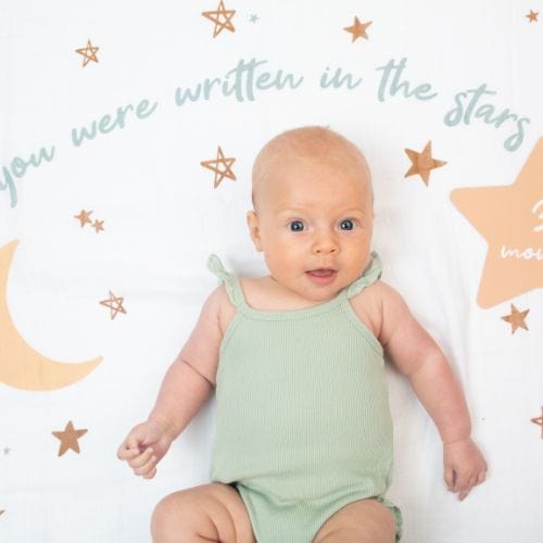 Lulujo - Single Cotton Swaddle & Cards - Written In The Stars - Stylemykid.com