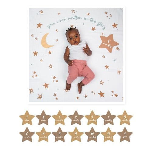 Lulujo - Single Cotton Swaddle & Cards - Written In The Stars - Stylemykid.com