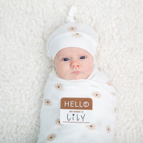 Lulujo - Bamboo Hat And Swaddle - Daisies - Stylemykid.com