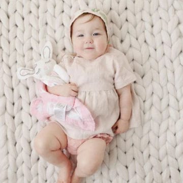 Muslin Lovie For Baby By Lulujo Pink Bunny