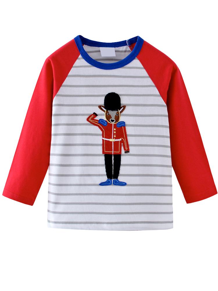 London Queens Guard Long Sleeve Red, White & Blue Striped and Block Colour Top - 18 months to 5 years - Stylemykid.com