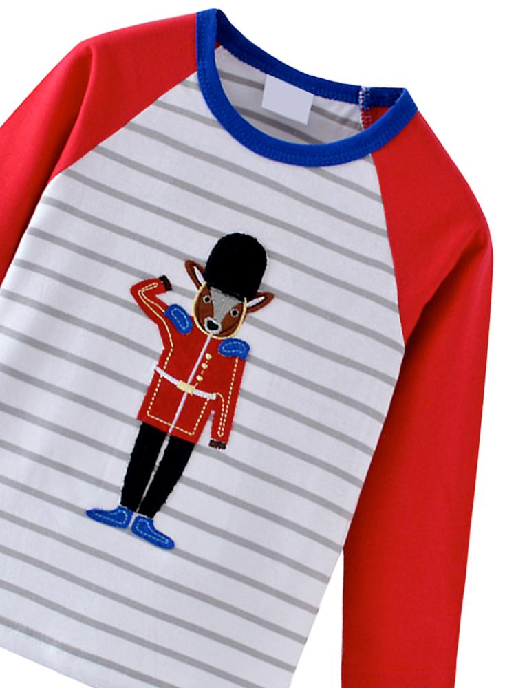 London Queens Guard Long Sleeve Red, White & Blue Striped and Block Colour Top - 18 months to 5 years - Stylemykid.com