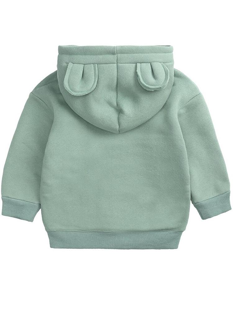 Unisex Animal Ears Hooded Sweatshirt Green