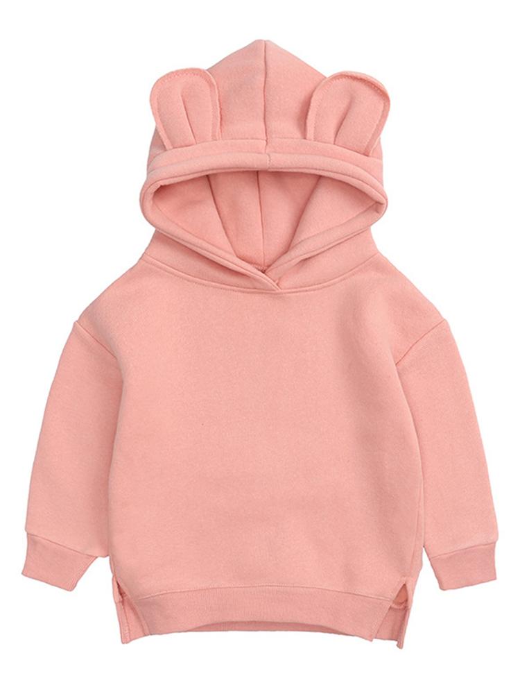 Unisex Animal Ears Hooded Sweatshirt Pink