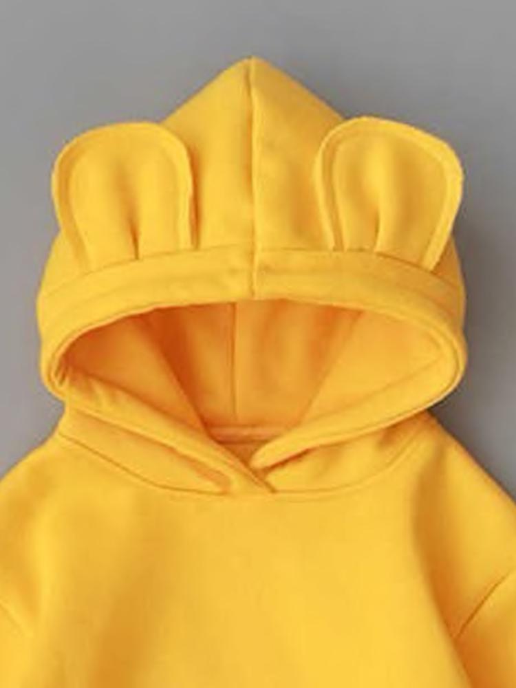 Unisex Animal Ears Hooded Sweatshirt Yellow