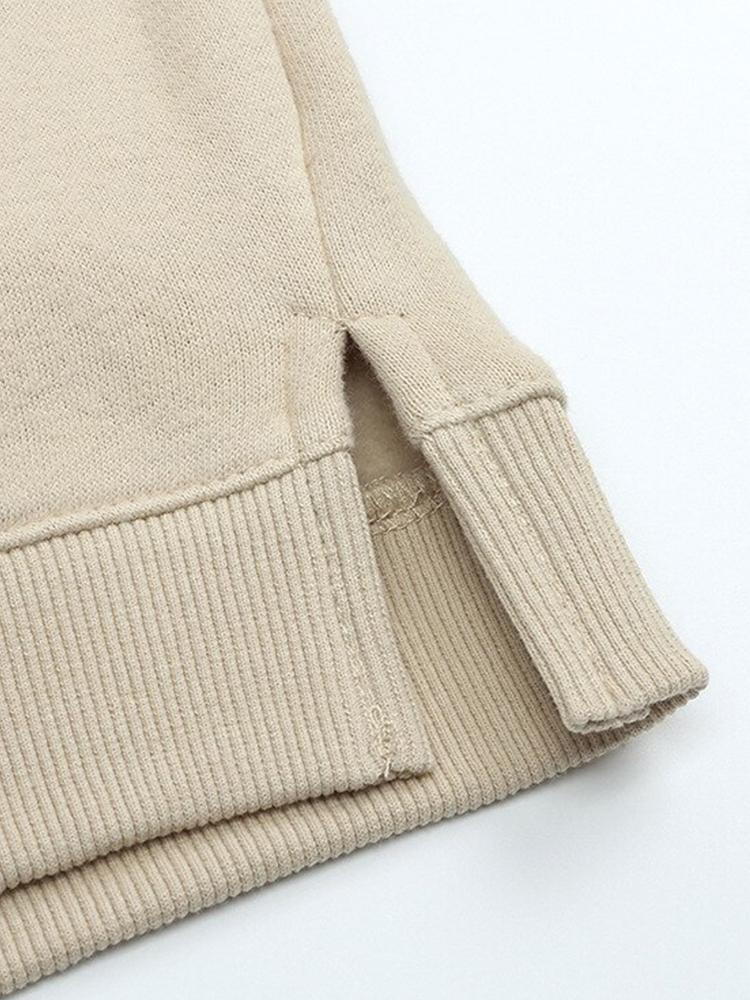 Unisex Animal Ears Hooded Sweatshirt Beige