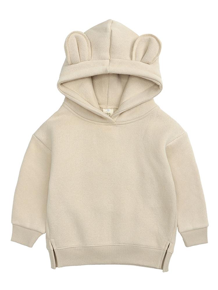 Unisex Animal Ears Hooded Sweatshirt Beige