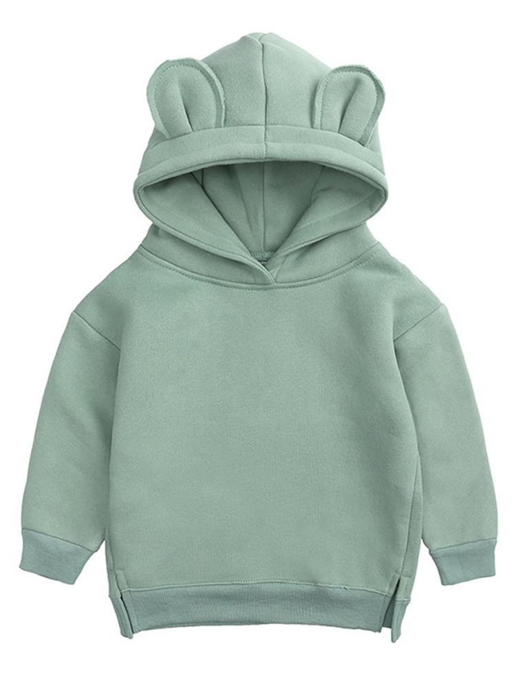 Unisex Animal Ears Hooded Sweatshirt Green