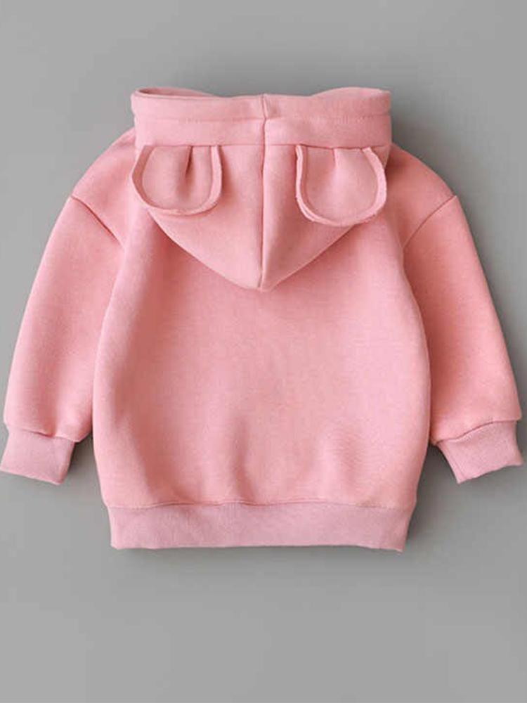 Unisex Animal Ears Hooded Sweatshirt Pink