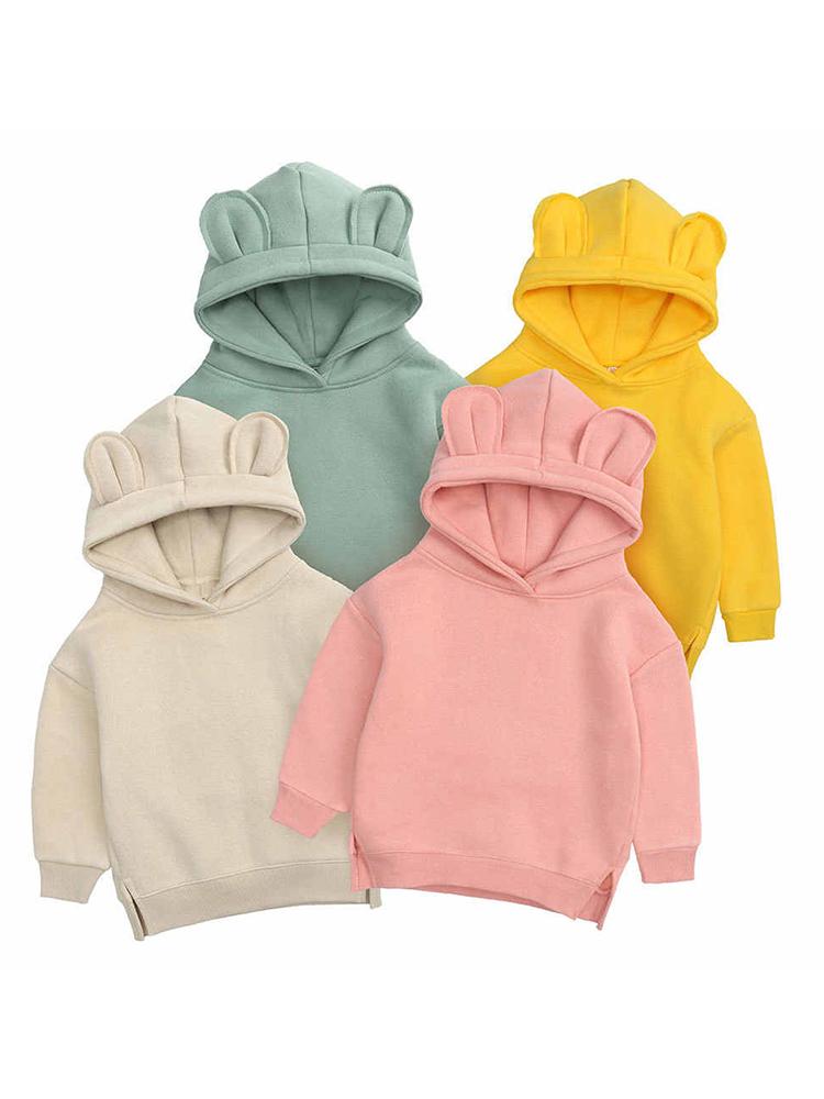 Unisex Animal Ears Hooded Sweatshirt Pink