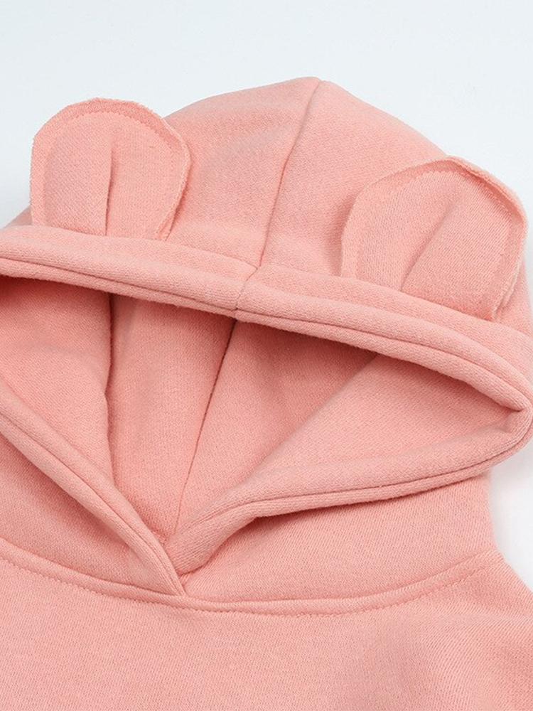 Unisex Animal Ears Hooded Sweatshirt Pink