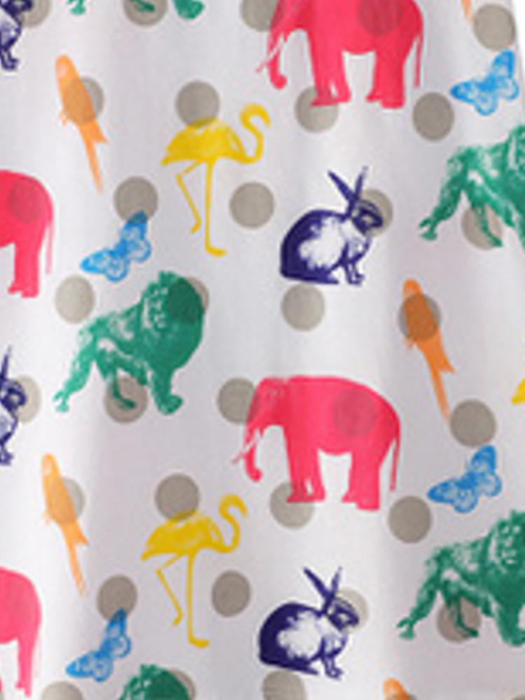 Counting Animals - Multicoloured Short Sleeved White Dress - Stylemykid.com