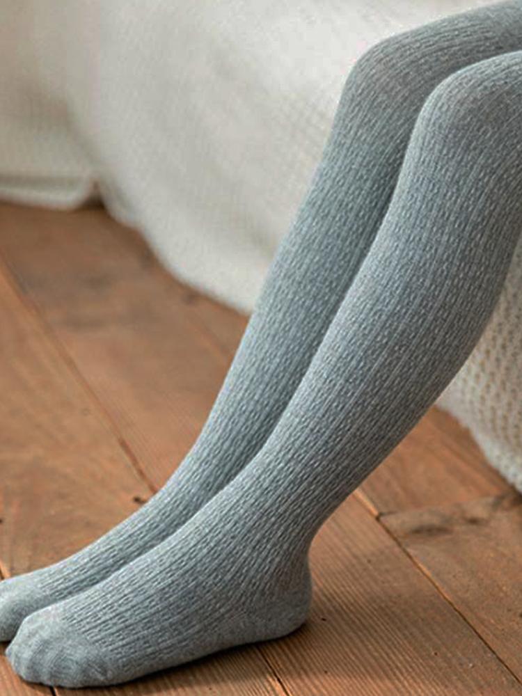 Girls Ribbed Knit Tights - Grey - Stylemykid.com