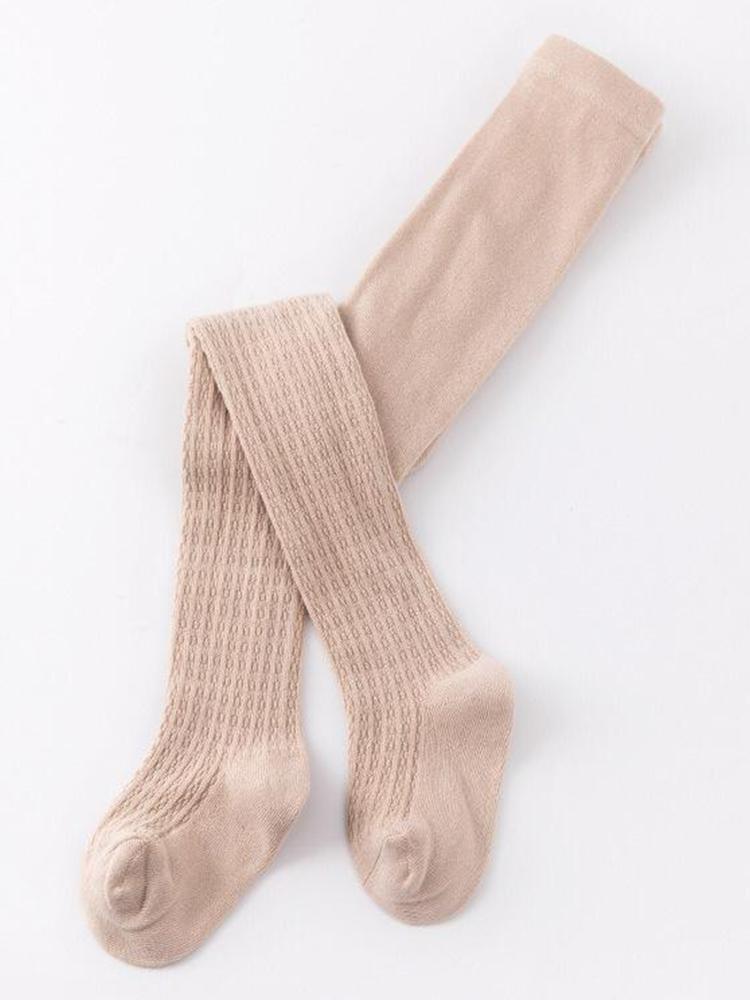 Girls Ribbed Knit Tights - Beige 3 to 5 years - Stylemykid.com