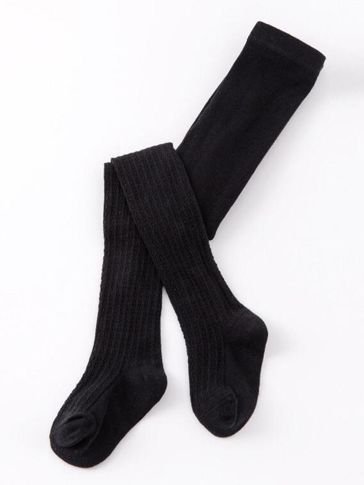 Girls Ribbed Knit Tights - Black - Stylemykid.com