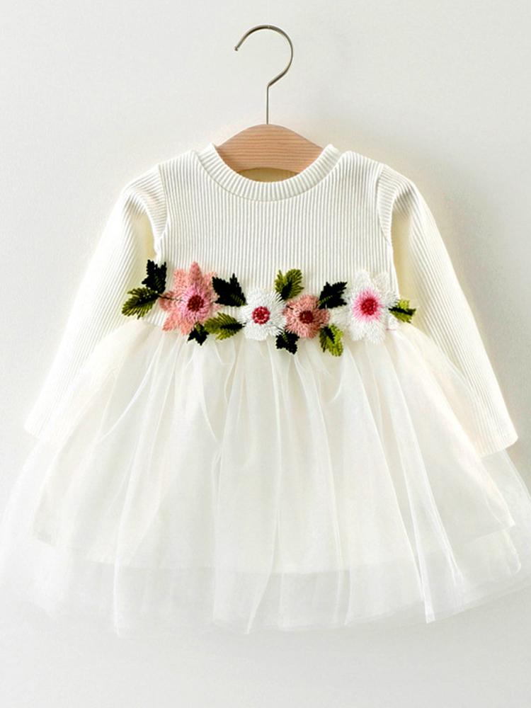 White Flower Girls Party Tutu Dress - Snow White - 6 to 24 Months - Stylemykid.com