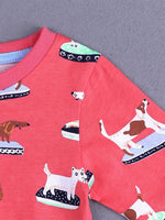 Puppy Power Cerise Pink Long Sleeved Girls Dress - Stylemykid.com