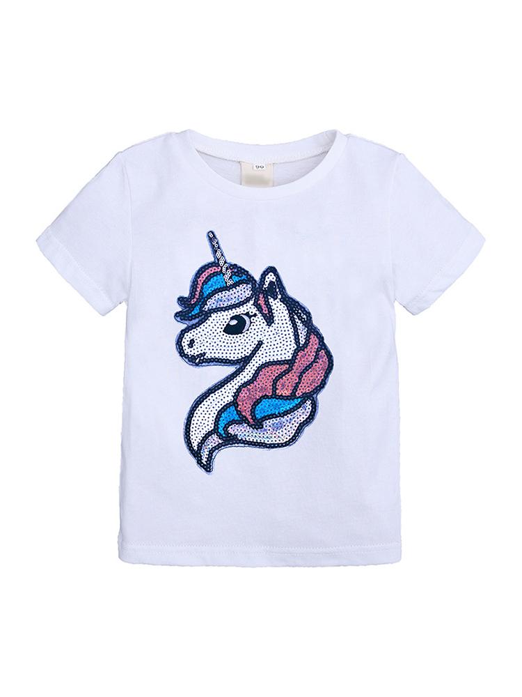 Girls Sequin Unicorn White T-Shirt - 12months to 5 years - Stylemykid.com