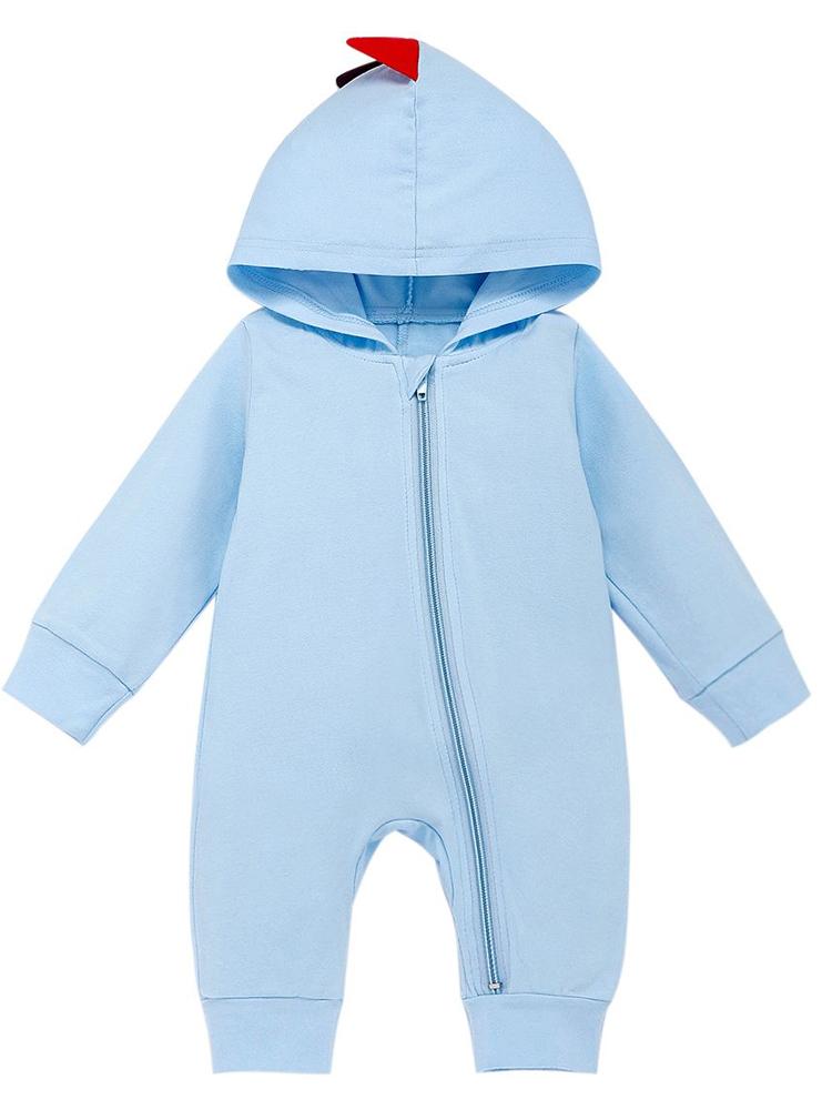 Light Blue Dinosaur Hooded Onesie with Coloured Spikes 6 to 24 months - Stylemykid.com