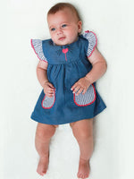 Lilly & Sid Organic - Blue and Pink New Baby Chambray Dress 0-3 months - Stylemykid.com