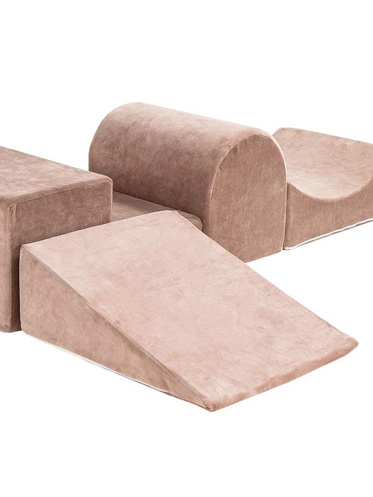 MeowBaby Luxury Velvet TAUPE Foam 4 Piece Soft Play Set (UK and Europe Only) - Stylemykid.com