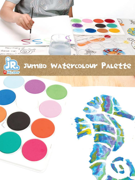 Micardor jR. - Jumbo Watercolour Palette x 12 Colours & Brush - Stylemykid.com