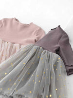 Starlight Little Girls Mink Pink Party Dress with Tulle & Gold Effects Skirt - 6M to 3Y - Stylemykid.com