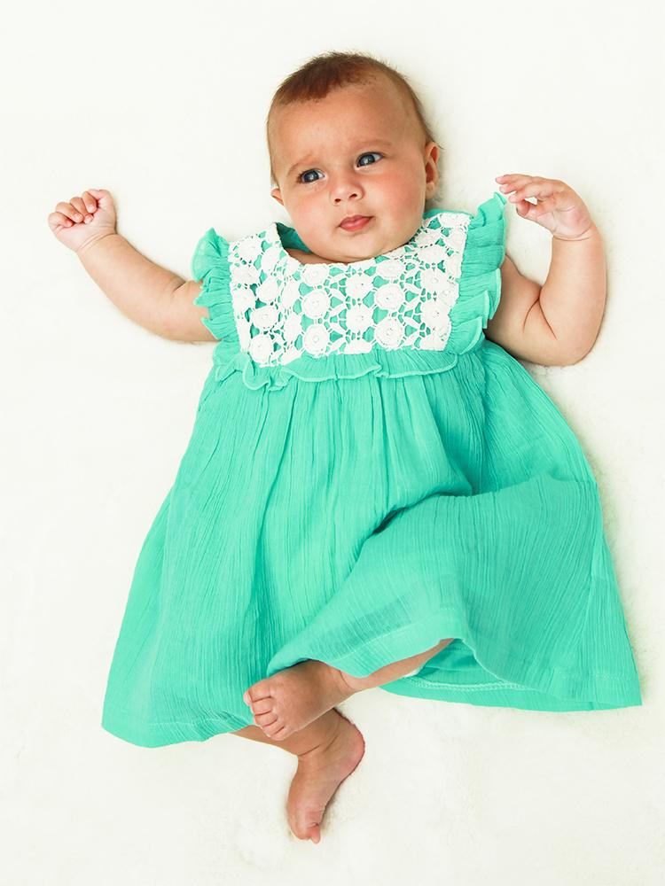 Lilly & Sid Organic - Mint Green & White Lace Baby & Little Girl Dress - Stylemykid.com