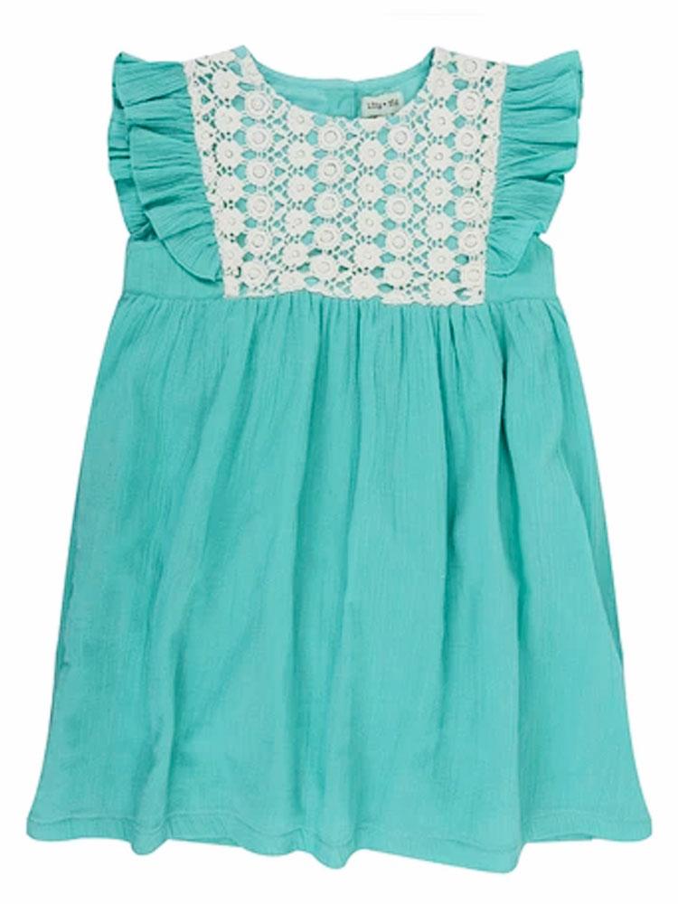 Lilly & Sid Organic - Mint Green & White Lace Baby & Little Girl Dress - Stylemykid.com