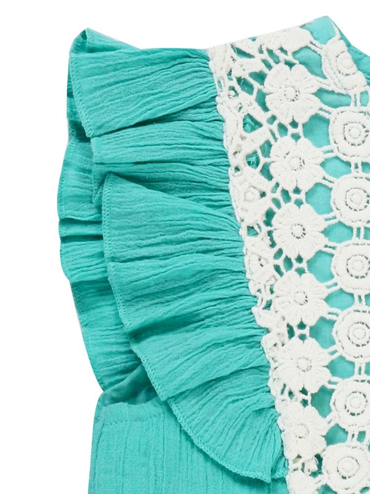 Lilly & Sid Organic - Mint Green & White Lace Baby & Little Girl Dress - Stylemykid.com