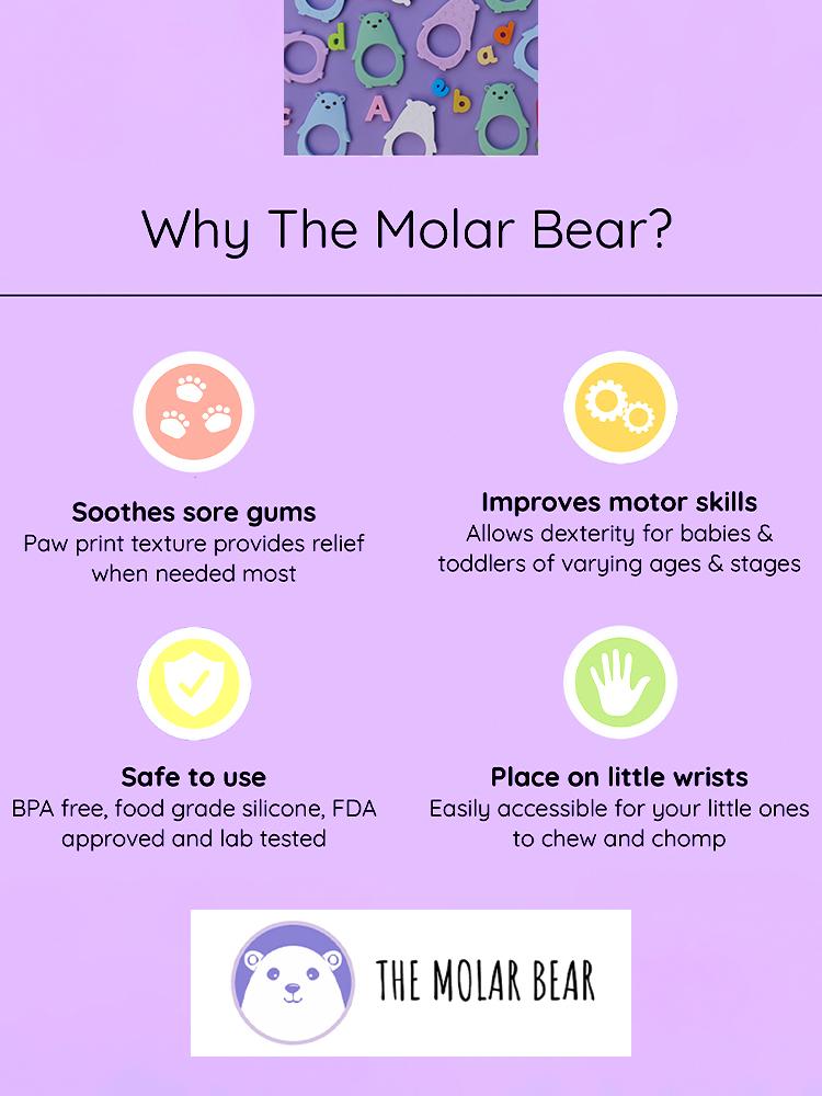 The Molar Bear Silicone Teether - Lumi Lilac - Stylemykid.com