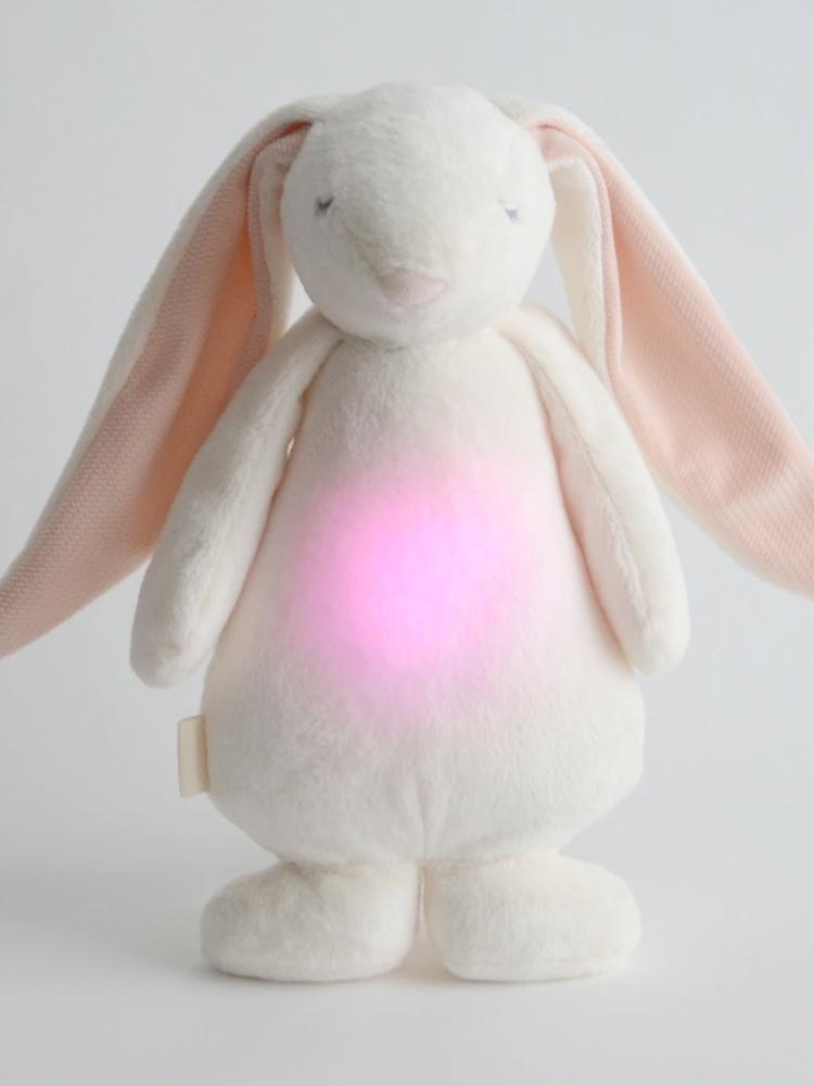 Moonie Humming Friend Baby Night Light & Sleep Aid - POWDER - white with pink ears - Stylemykid.com