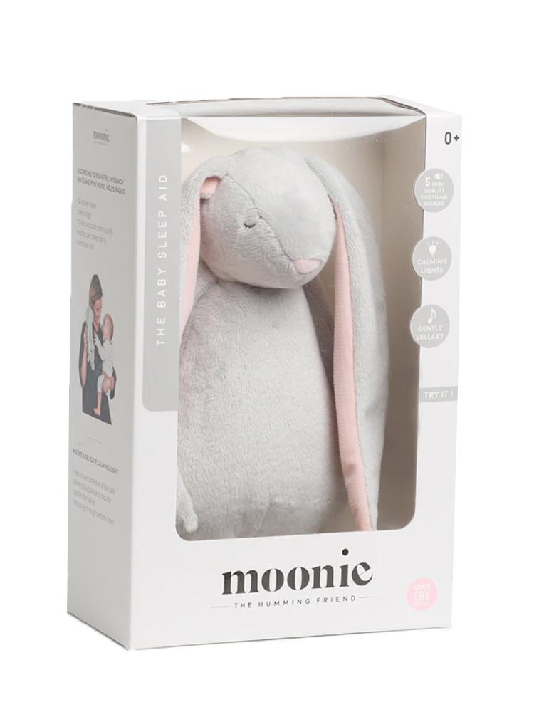 Moonie Humming Friend Baby Night Light & Sleep Aid - POWDER - white with pink ears - Stylemykid.com
